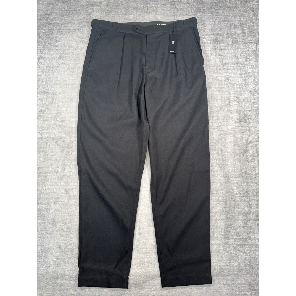 G-Star Raw Holiday Relaxed Chino Mens 38x36 Black Pleated Sergeant Twill Pants